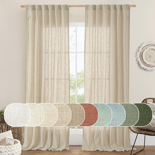 Light Filtering Linen Curtains 102 inches Long (Linen / 52"W x 102"L (Pack of 2))