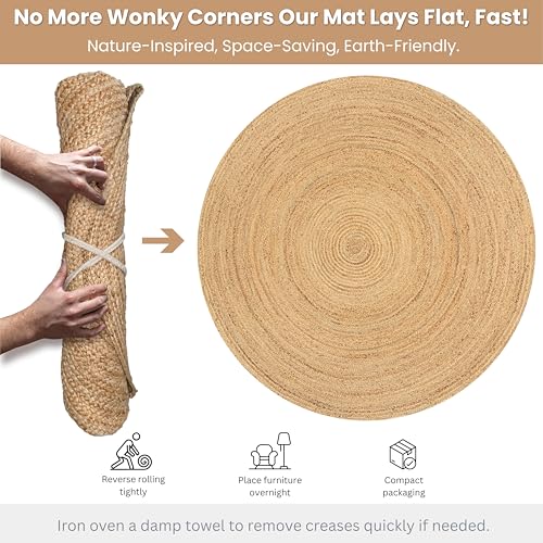 Jute Braided Woven Area Rug 8 Feet Round (8' Round / Natural)