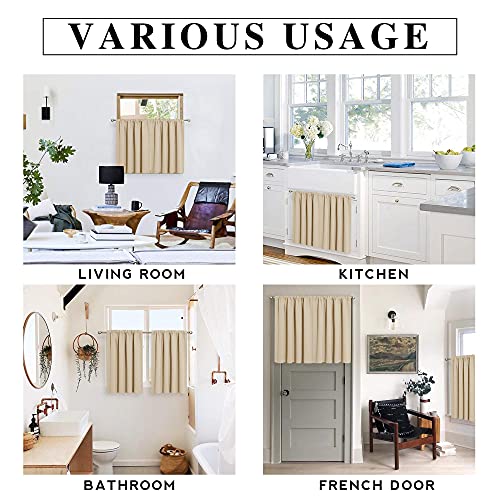 Short Curtains for Small Window Kitchen Bathroom Cafe RV Camper (Biscotti Beige / 52"W x 36"L (Pack of 2))