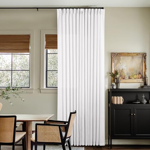 Extra Long Snow White Pinch Pleated 132 Inch Linen Curtains (Snow White / 40"W x 132"L (Pack of 2))