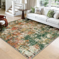 Washable Square 8'x8' Area Rug for Living Room Green Multi (Green/Orange/Red/Blue / 8' x 8' (Square))