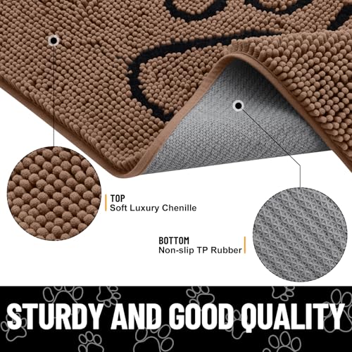 Dog Door Mat for Muddy Paws (30"X20" / Coffee and Black)