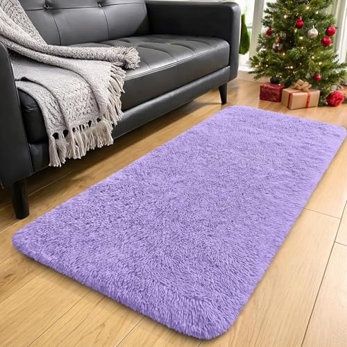 2x5 Machine Washable Runner Rugs for Hallway (2x5 Ft / Light Purple)