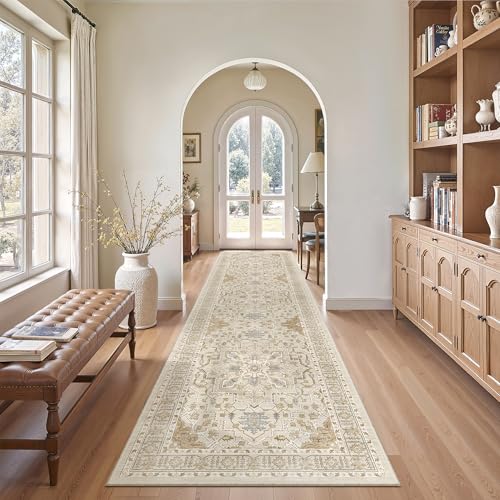 Hallway Runner Rug 2'6''x10' Kitchen Runners Vintage (Beige/Blue / 2'6" x 10' (Runner))