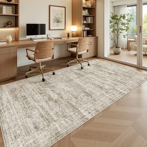 Washable 4x8 Hallway Runner Rug Non (Brown / 4' x 8' (Runner))