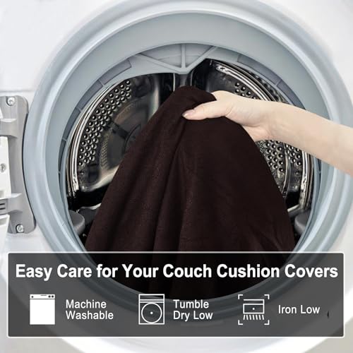 Leather Look Couch Cushion Covers Sofa Seat Slipcovers Sets Couches Furniture Protector for Sectional Armchair Loveseat Pets Kids Stretch Spandex Fabric (2 Cushion Sofa / 01 Chocolate)