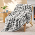 Ribbed Fleece Throw Blanket for Couch (Tie-dye Grey / Throw(50"x60"))