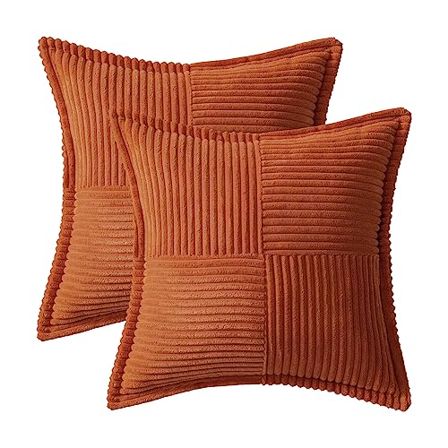 Fall Burnt Orange Decorative Throw Pillow Covers for Couch 16x16 in (Burnt Orange / 16" x 16" (Pack of 2))