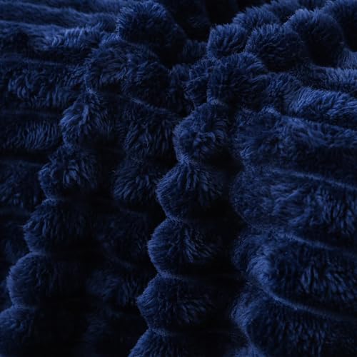 Navy Blue Fleece Throw Blanket 60”×80” for Couch Sofa Livingroom (Navy Blue / 60×80inch)
