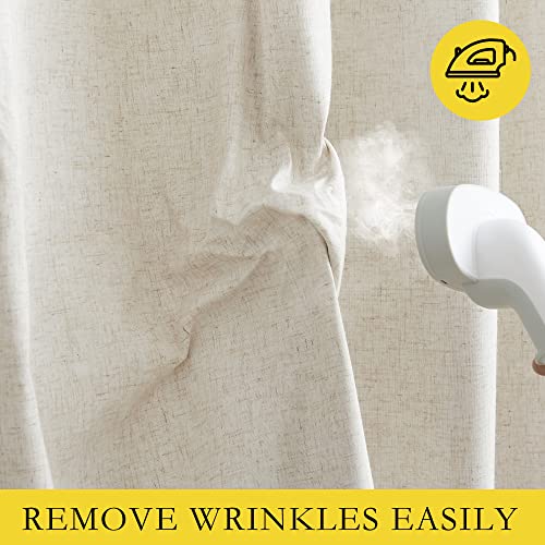 Natural Linen 100% Blackout Curtains 120 inches Length 2 Panels Set with Thermal Insulated Liners (52"W x 120"L (Pack of 2) / Natural)