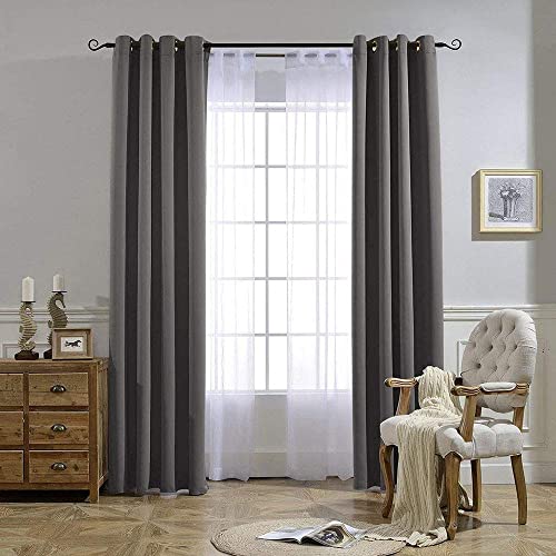 95 inch Blackout Curtains (Grey / 52"W x 95"L (Pack of 2))