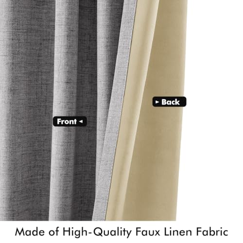 100% Blackout Linen Curtains 42 x 96 Inch Glacier Gray 2 Panels (Glacier Gray / 42"W x 96"L (Pack of 2))