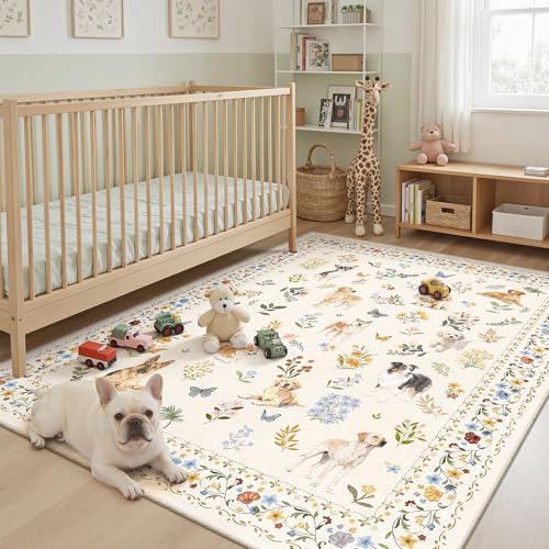 Dog 6x9 Area Rugs for Living Room (Dog/Beige / 6' x 9' (Rectangular))