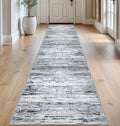 Modern Abstract Runner Rug 2.6x14 (2'7" x 14' (Runner) / Black Gray White)