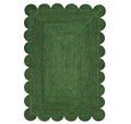 Scallop Jute Area Rug Boho Jute Rug Scalloped Coastal Rug (Palm Green / 2'x3' (Rectangular))