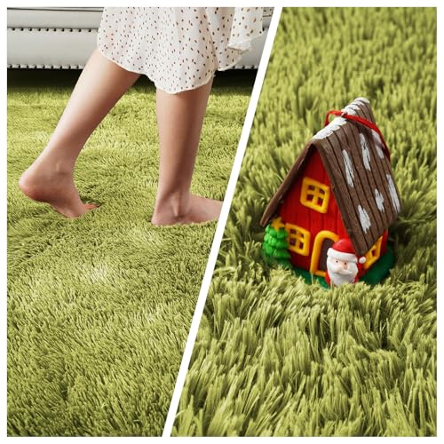 Fluffy Rug Shag Area Rug (Grass Green / 3' x 5' (Rectangular))