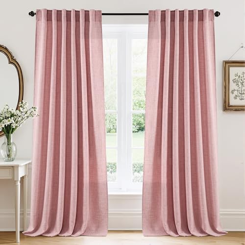 Sheer Curtains 108 inches (Z - Peach Blush / 52"W x 108"L (Pack of 2))