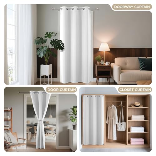 Door Curtain Blackout Curtains for Doorway Privacy Closet Drapes (Pure White / 52"W x 72"L (Pack of 1))