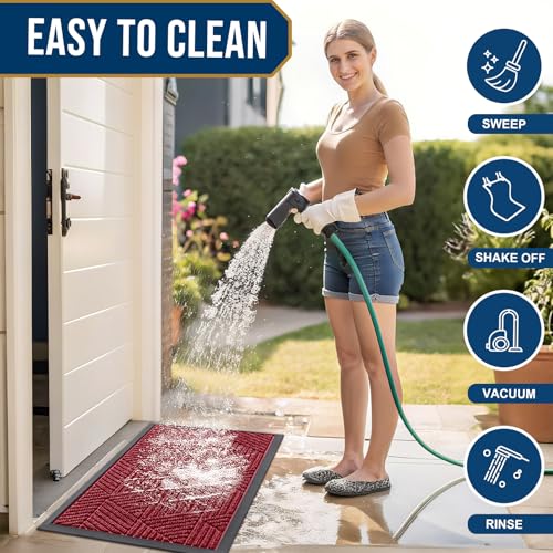 Front Door Mat Outside Entrance (Wine Red / 71" X 23")