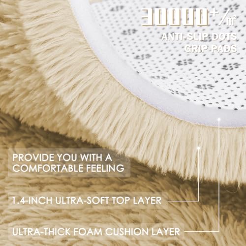Cream Round Rugs for Bedroom (3 Ft Round / Cream)