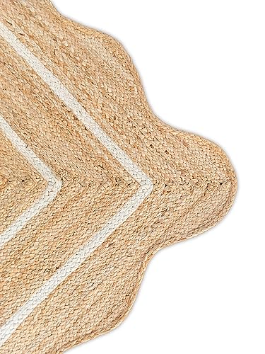 Wave Scalloped Natural Jute Runner (Off White / 6'x9' (Rectangular))