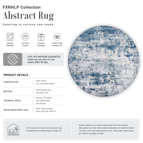Round Area Rug Living Room (Blue / 5' (Round))