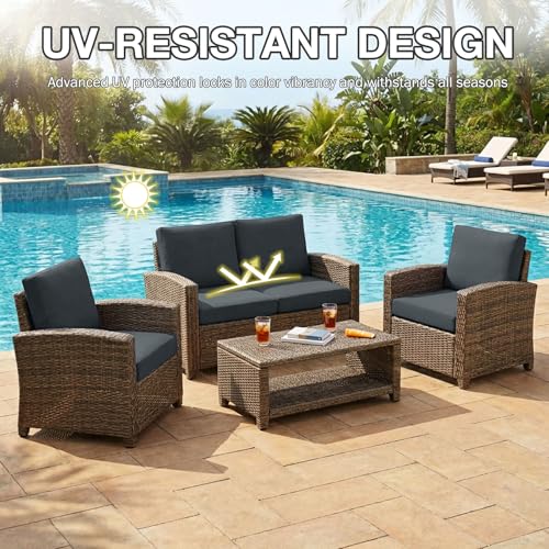 4Pcs Patio Cushion Covers (Dark Gray / 4PCS)