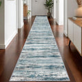 Modern Abstract Hallway Runner Rug (Blue / 2'8" x 18' (Runner))