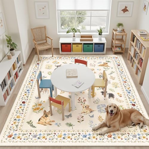 Dog 9x12 Area Rugs for Living Room (Dog/Beige / 9' x 12' (Rectangular))