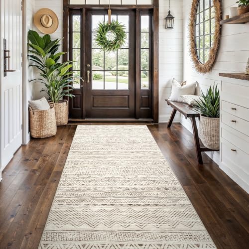 4x10 Runner Rug Washable Moroccan (Beige / 4' x 10')