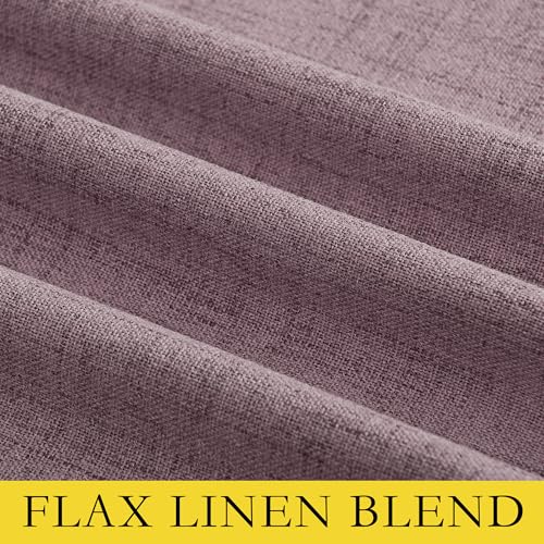 Chaise Mauve Vintage Linen 100% Blackout Curtains for Living Room (62"W x 120"L (Pack of 2) / Chaise Mauve)