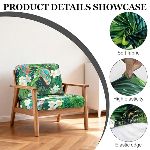 4 Pcs Outdoor Cushion Covers (Watercolor Green Leaves / 4PCS)