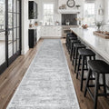 Hallway Runner Rug 2'6" x 14' Washable Long Kitchen Rugs Grey (Grey / 2'6" x 14' (Runner))