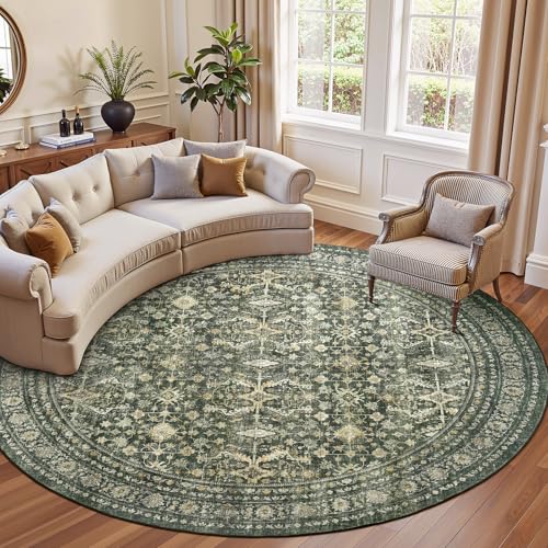 6ft Area Rugs for Living Room Bedroom (Green / 6' (Round))
