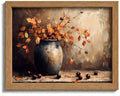 Framed Vintage Autumn Leaf Vase Wall Art (Berry / 24"L x 16"W)