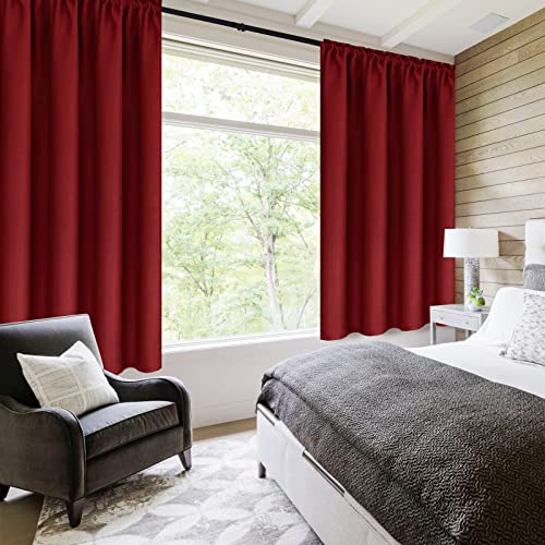 Blackout Curtains for Bedroom Living Room 38 x 45 Inch Long Burgundy (Burgundy / 38"W x 45"L (Pack of 2))