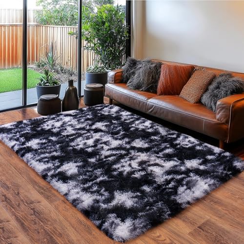 Black and White Rug for Living Room (9' x 12' (Rectangular) / Black White)