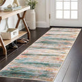 Modern Abstract Kitchen Runner Rug (Green/Turquoise / 2' x 6' (Runner))