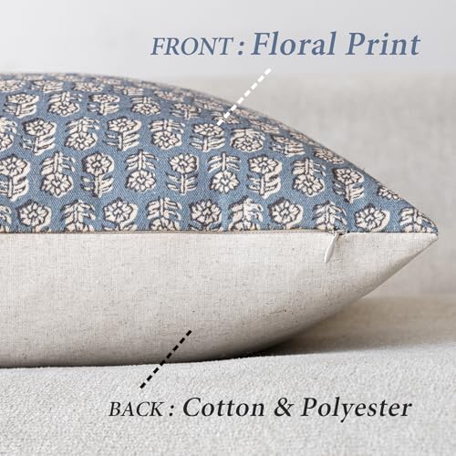 Long Floral Print Lumbar Throw Pillow Covers 14×36 Dusty Blue (36" x 14" (Pack of 2) / Lake)