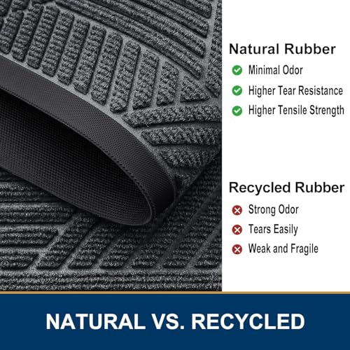 Half Circle Front Door Mat Outside Entrance (Grey / 29.5" X 17")