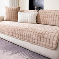 Sectional Velvet Couch Covers for 2 Seats (Khaki / 1PC/35.4"x63"/Loveseat & Short "L" Part)