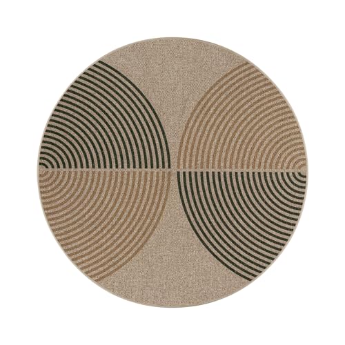 Modern Rainbow Small Round Rug 3ft (3' Round / Nature/Bi-color Rainbow)