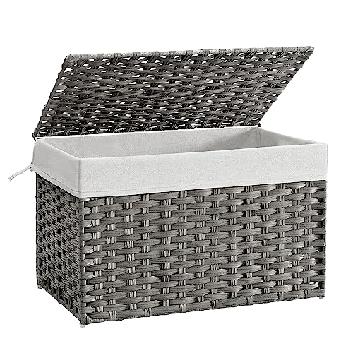 Woven Storage Basket with Lid (105 L / Gray)