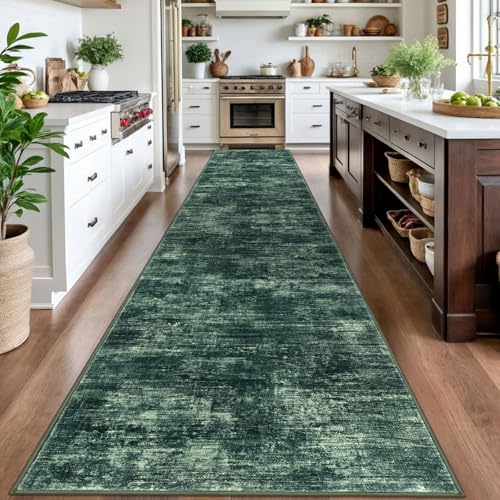 Abstract Runner Rug 3x16 Ft Washable Runners for Hallways (Dark Green / 3' x 16' (Rectangular))