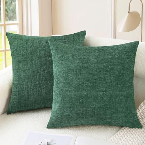 Decorative Couch Throw Pillow Covers 20 X 20 Inches Dark Green (20" x 20" (Pack of 2) / Dark Green)