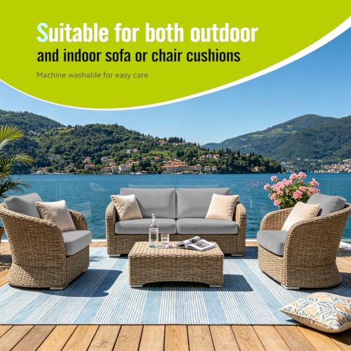 8Pcs Outdoor Cushion Covers (Air-grey / Square-large + Quadrate)
