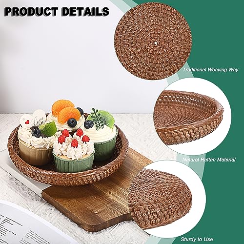 Small Key Basket Bowl for Entryway 7.6" Round Wicker Basket (X-Small, 7.6" / Brown)