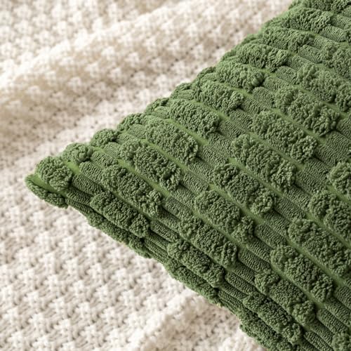 Corduroy Decorative Throw Pillow Covers 18x18 Moss Green Pack of 2 (Moss Green / 18" x 18" (Pack of 2))