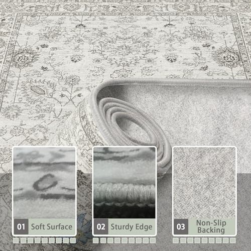 Grey Area Rug 5x8 for Living Room Bedroom (Grey/White / 5' x 7' (Rectangular))