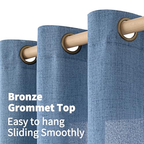 Light Blue Linen Curtains 40 Inches Long (Denim Blue / 42"W x 40"L (Pack of 2))